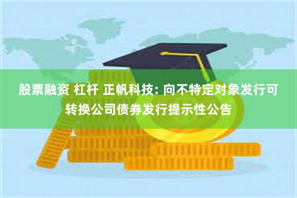 股票融资 杠杆 正帆科技: 向不特定对象发行可转换公司债券发行提示性公告