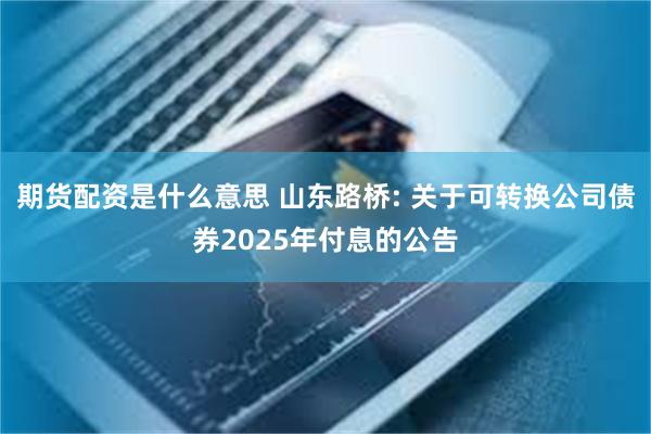 期货配资是什么意思 山东路桥: 关于可转换公司债券2025年付息的公告